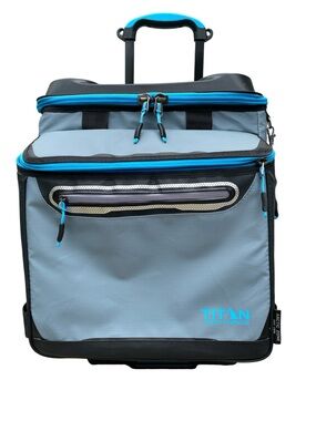 Titan Light Blue and Black Rolling Cooler Tote